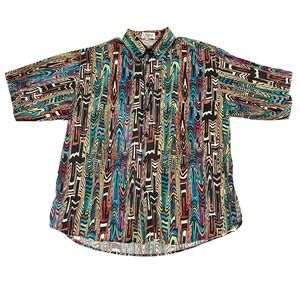 Vintage 90s Arturo Garibaldi Italian Wear Mens Psychedelic Print Button Down